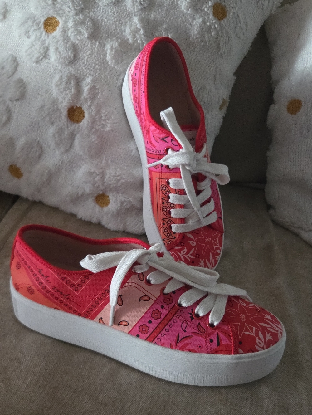 kate spade Serve  Bandana Patchwork Pink-red -Print Platform Sneaker